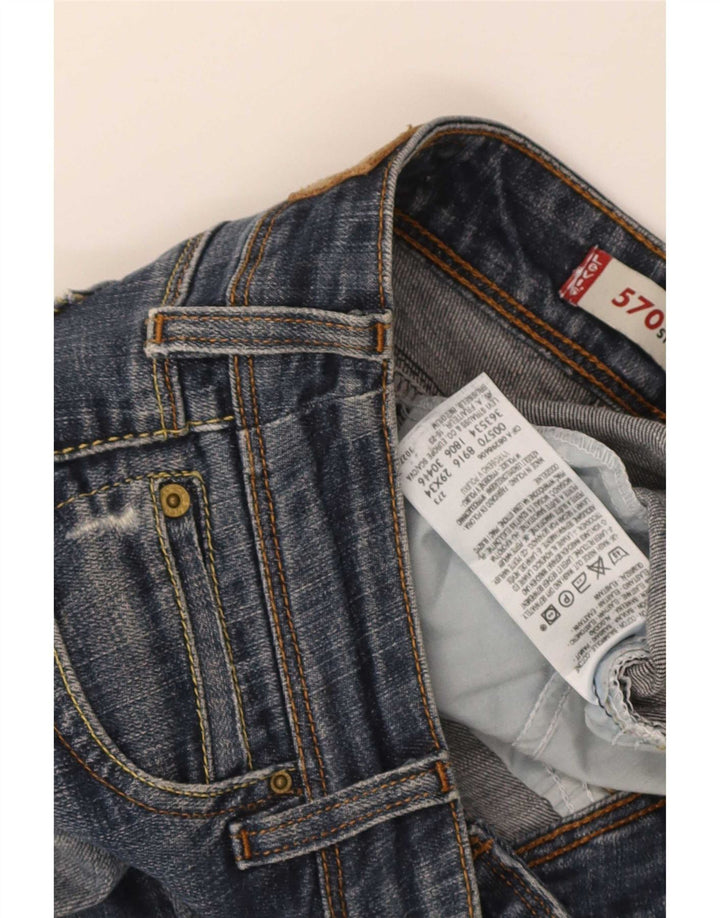 Женские укороченные прямые джинсы Levi's 570 W29 L26, синий хлопок