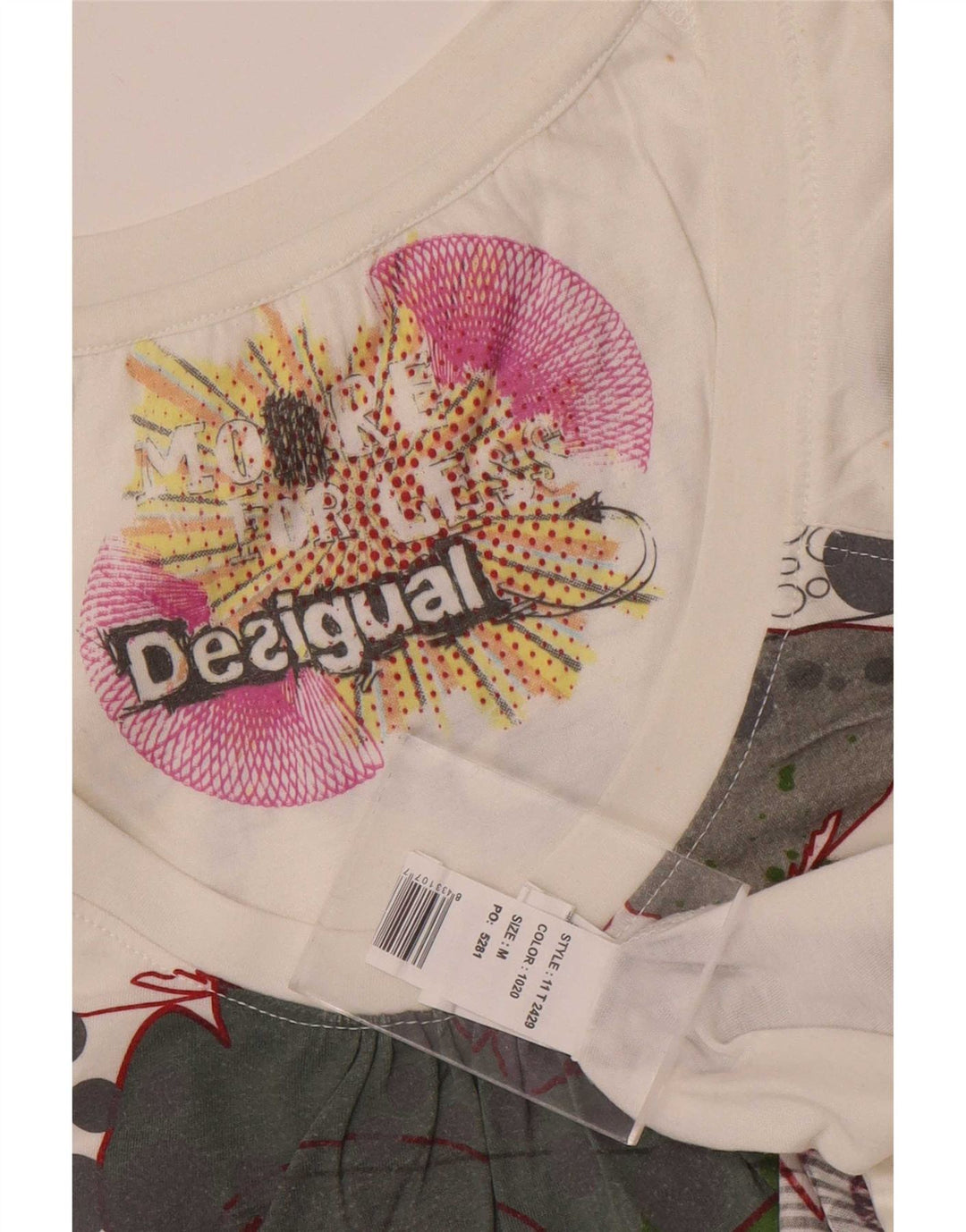 Женская футболка с рисунком Desigual Top UK 12, средний белый полиэстер