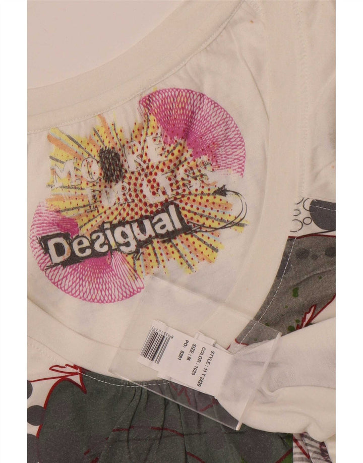 Женская футболка с рисунком Desigual Top UK 12, средний белый полиэстер