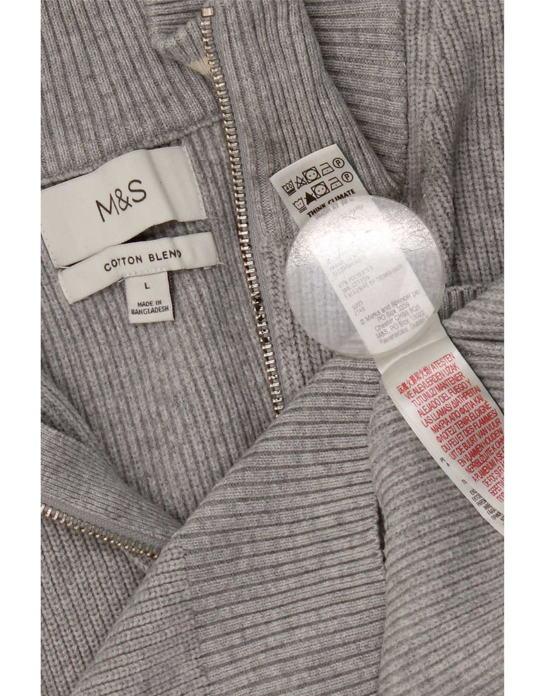 Мужской джемпер с воротником на молнии обычного кроя Marks & Spencer, большой серый