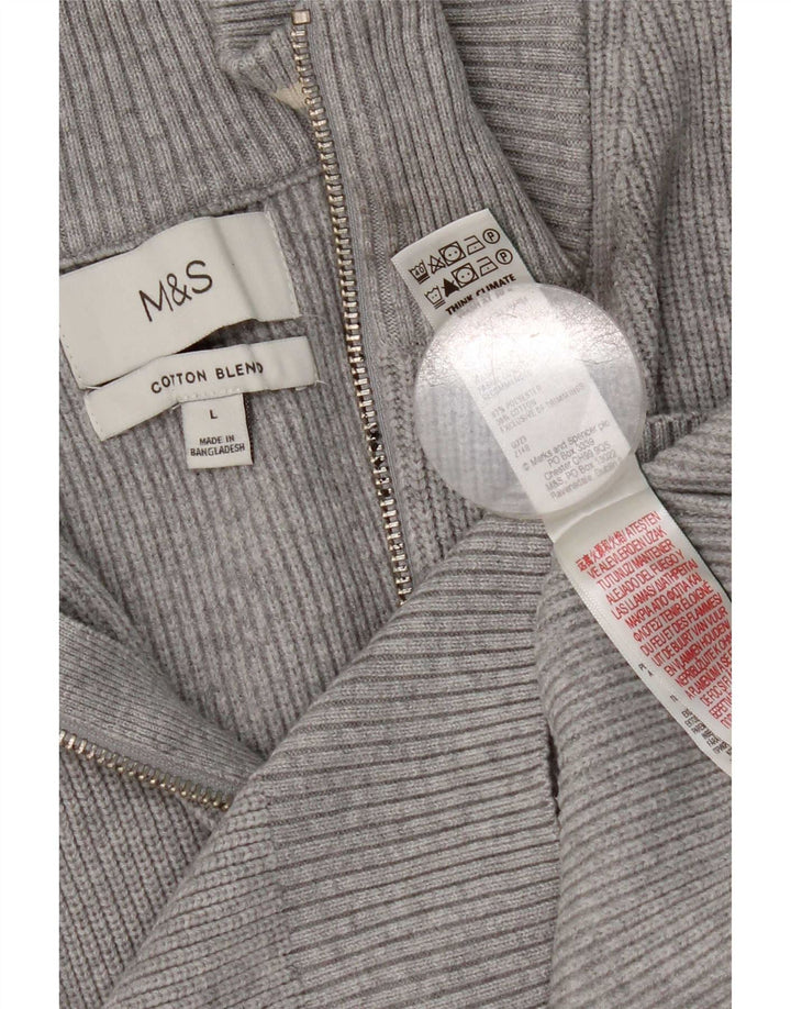 Мужской джемпер с воротником на молнии обычного кроя Marks & Spencer, большой серый