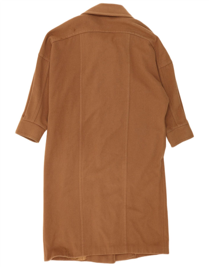 Винтажное женское пальто оверсайз UK 14, большое коричневое шерстяное пальто