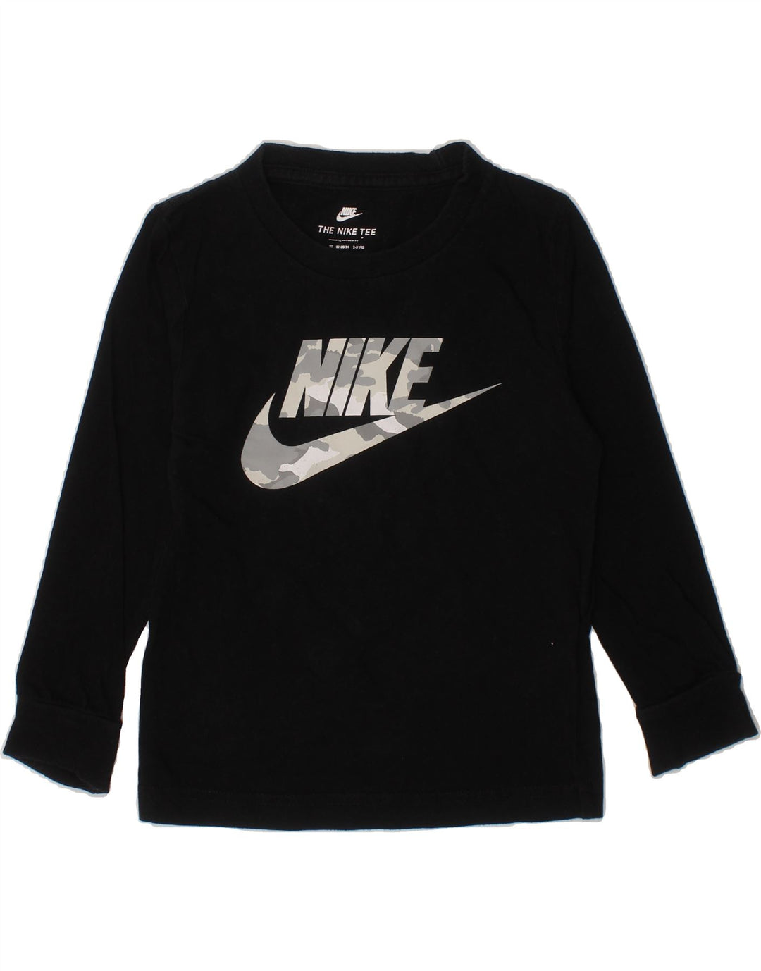 NIKE Boys Athletic Cut Graphic Top Long Sleeve 2-3 Years Black Cotton Vintage Nike and Second-Hand Nike from Messina Hembry 
