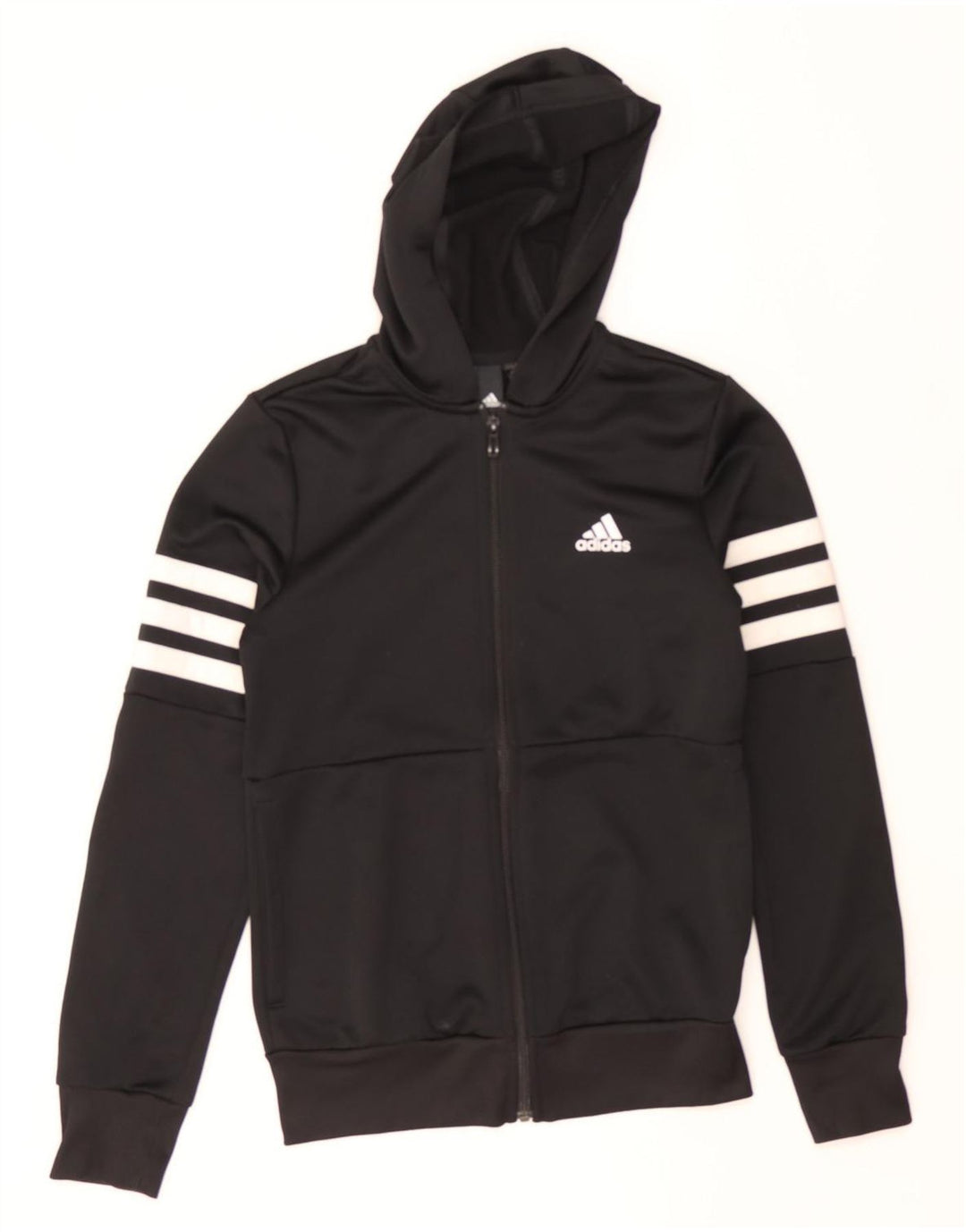 ADIDAS Boys Graphic Zip Hoodie Sweater 13-14 Years Black Polyester Vintage Adidas and Second-Hand Adidas from Messina Hembry 