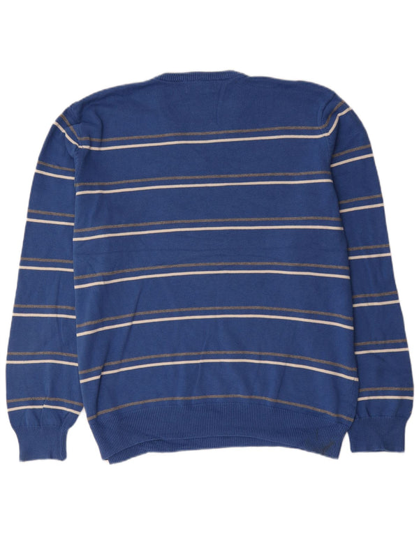 Мужской джемпер с v-образным вырезом Marks & Spencer Blue Harbour, XL, синий в полоску