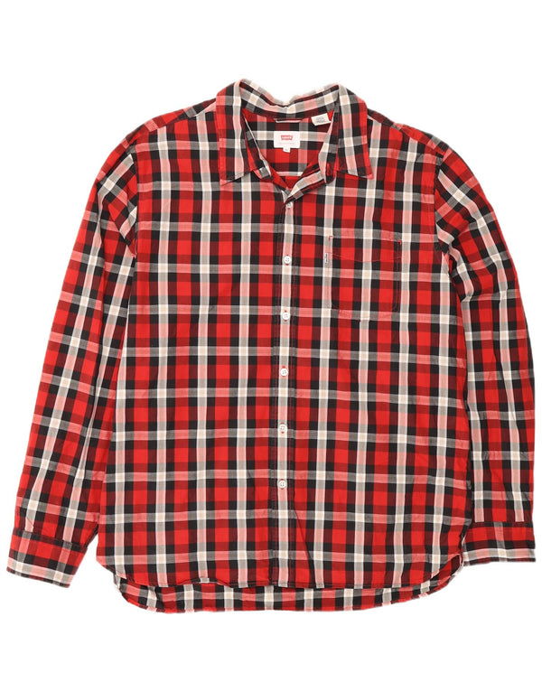Мужская рубашка Levi's XL в красную клетку, хлопок