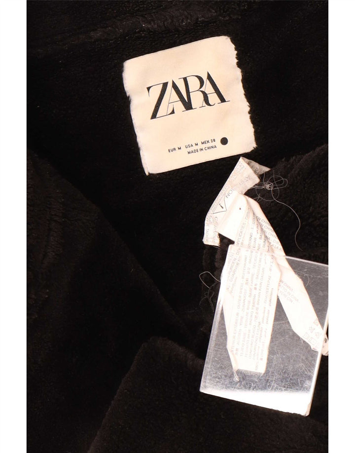 Женская косуха из искусственной кожи Zara UK 14, средний черный полиэстер