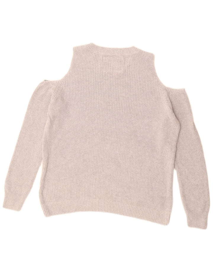 SUPERDRY Женский джемпер с вырезом «лодочка» с рисунком, Великобритания 14, средний серый