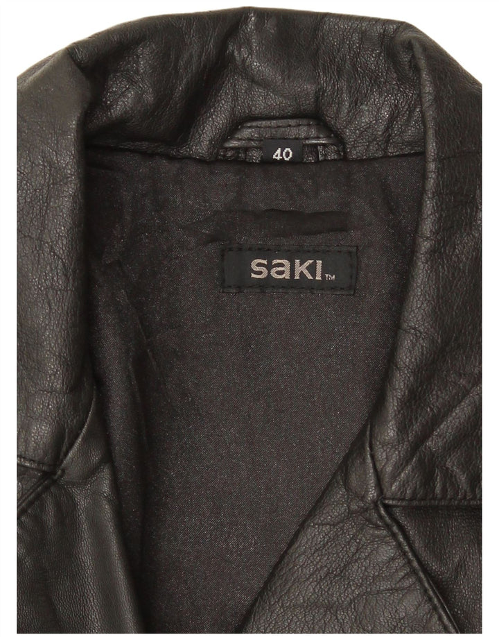 Женская кожаная куртка Saki EU 40, черная кожа среднего размера