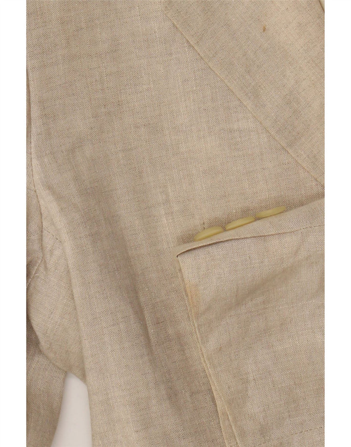 Женский пиджак Benetton на 2 пуговицах IT 40, маленький, бежевый, льняной