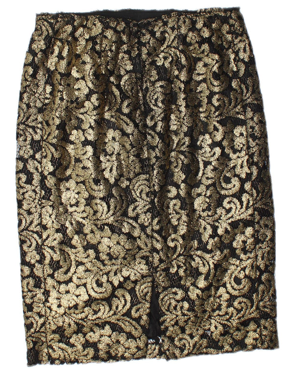 Винтажная женская юбка-карандаш W30, средний золотой с узором пейсли