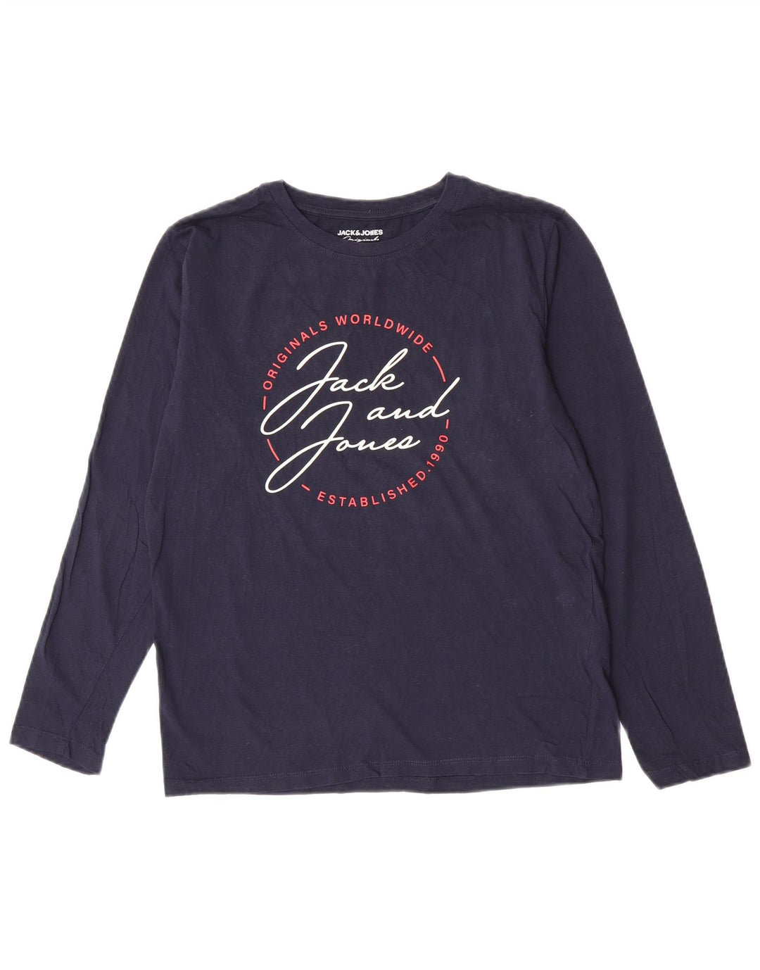 Мужской топ с рисунком Jack & Jones, маленький темно-синий, хлопок, с длинными рукавами
