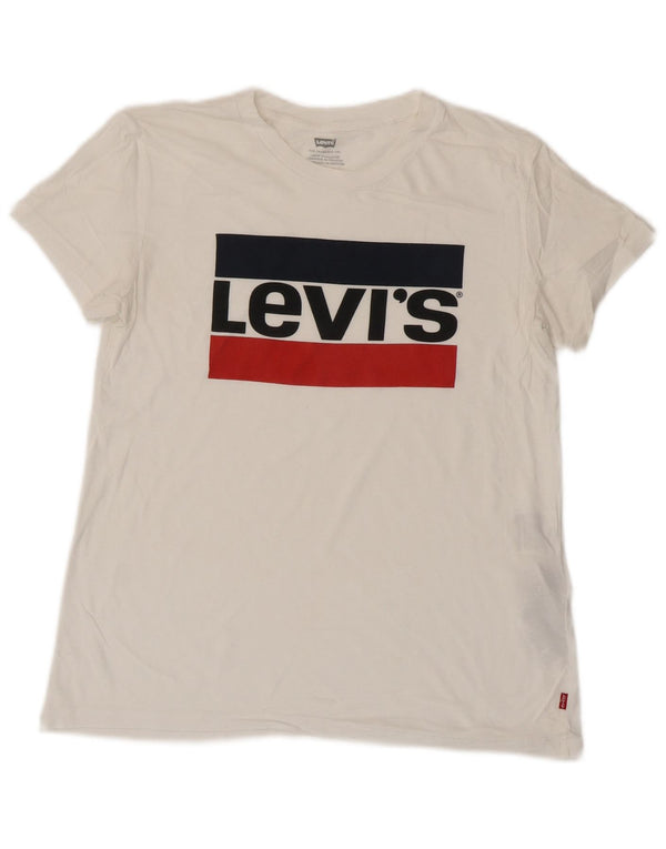 Женская футболка оверсайз с рисунком LEVI'S Top UK 6 XS, белый хлопок