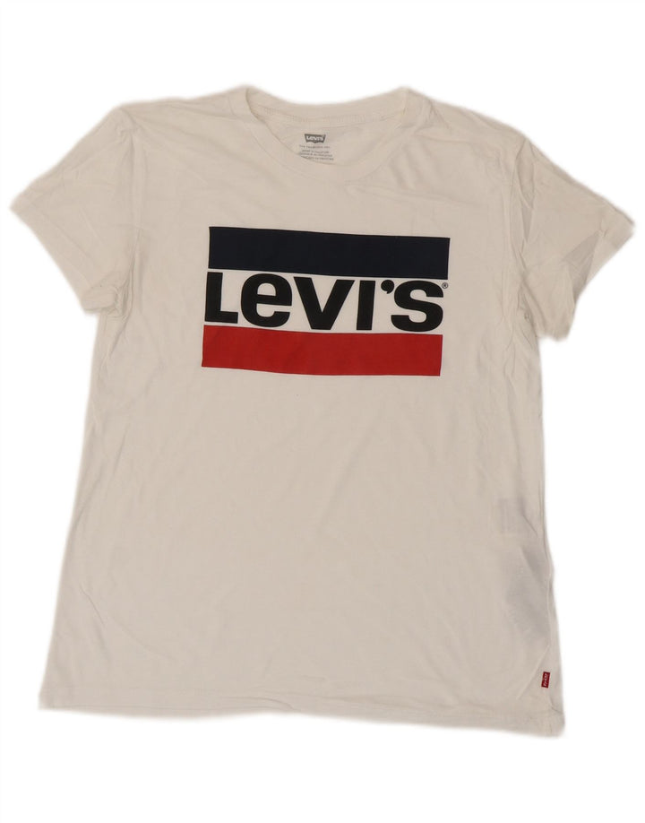 Женская футболка оверсайз с рисунком LEVI'S Top UK 6 XS, белый хлопок