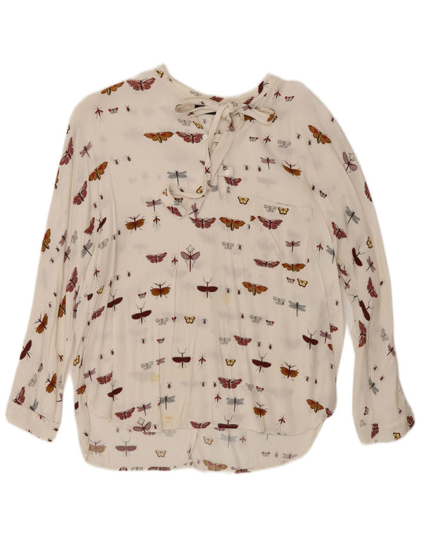 Женская блузка с длинным рукавом Zara UK 16, большой Off White Butterfly