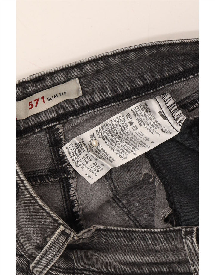 LEVI'S Womens 571 Slim Fit Denim Shorts W28 Medium Grey Cotton Vintage Levi's and Second-Hand Levi's from Messina Hembry 