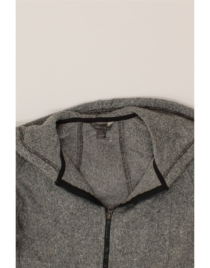 EDDIE BAUER Womens Zip Hoodie Sweater UK 12 Medium Grey Flecked Polyester Vintage Eddie Bauer and Second-Hand Eddie Bauer from Messina Hembry 