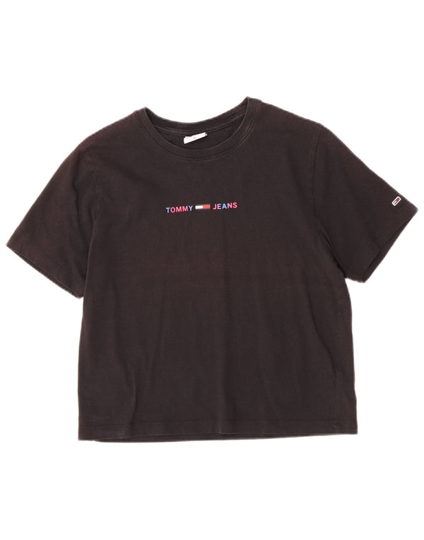 Женская укороченная футболка с рисунком Tommy Hilfiger UK 6 XS, черный хлопок