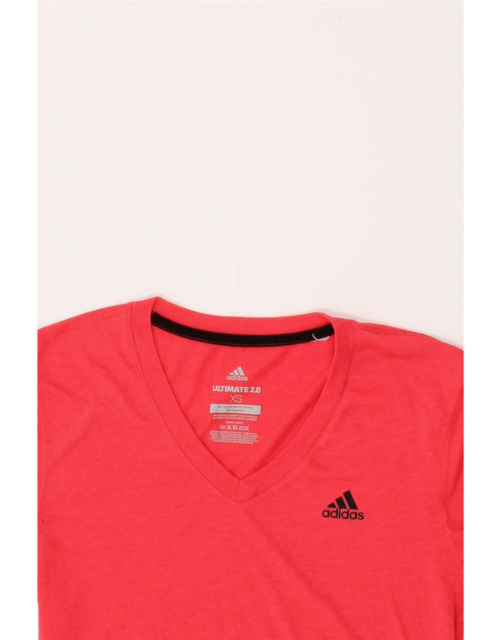 ADIDAS Womens T-Shirt Top UK 6 XS Red Polyester | Vintage Adidas | Thrift | Second-Hand Adidas | Used Clothing | Messina Hembry 