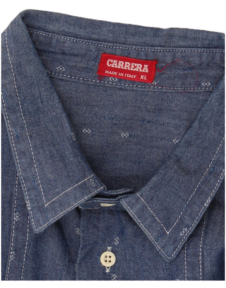 Мужская рубашка Carrera XL темно-синяя с геометрическим узором