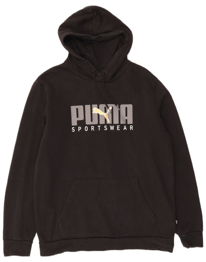 Мужской джемпер с капюшоном Puma, черный, хлопковый, среднего размера