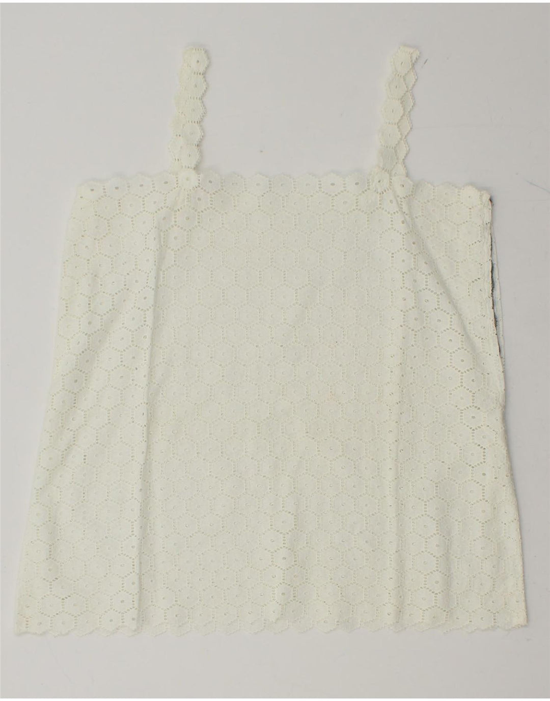 VINTAGE Womens Crop Cami Top UK 12 Medium White Floral Vintage Vintage and Second-Hand Vintage from Messina Hembry 