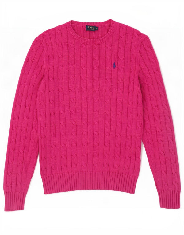 Женский джемпер с круглым вырезом Polo Ralph Lauren, хлопковый цвет Великобритании 12, средний розовый цвет