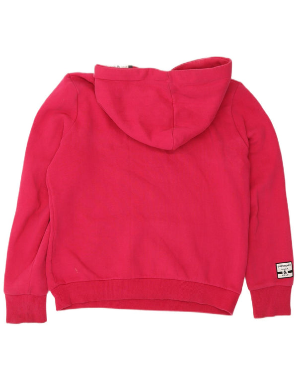 Женский джемпер с капюшоном Superdry UK 12, хлопок среднего розового цвета