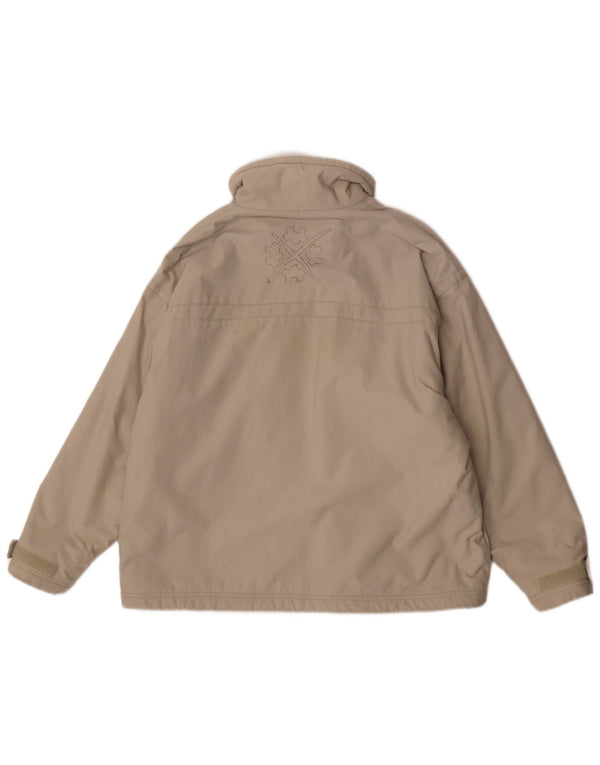 Exxtasy Mens Loose Fit Windbreaker Jacket UK 36 Small Beige Nylon