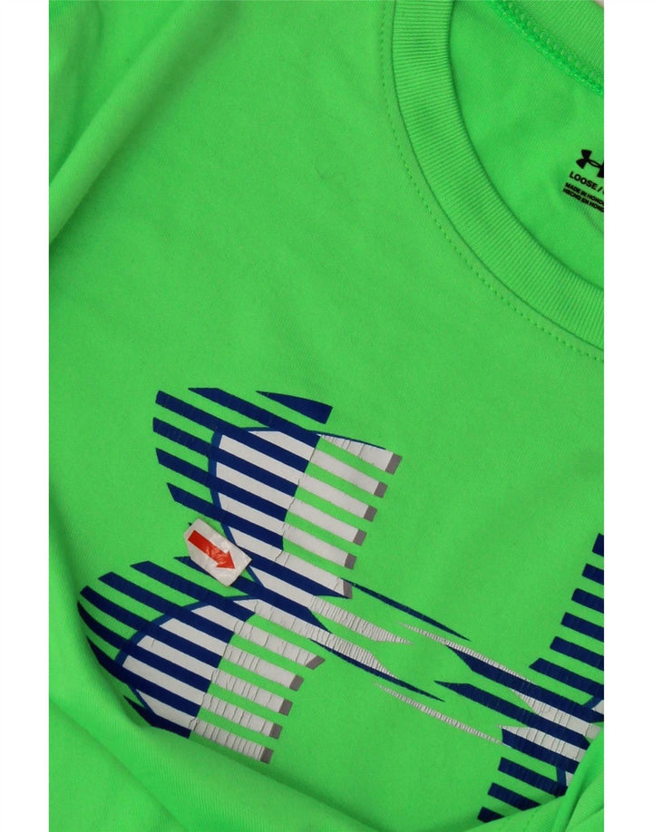 Футболка с рисунком Under Armour для мальчиков Heat Gear, топ 13–14 лет, размер XL, зеленая