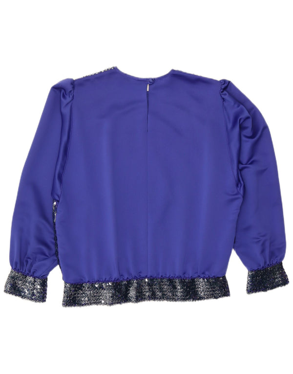 ARA Женская блузка с длинным рукавом, топ EU 44 XL, синий полиэстер