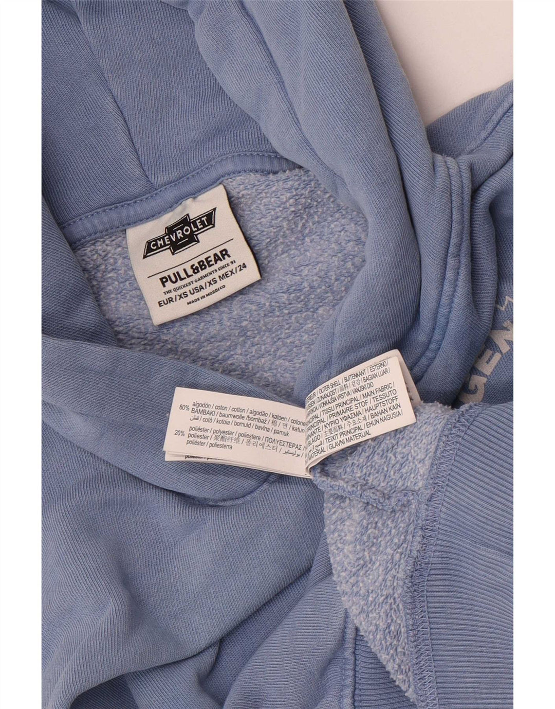 Женский джемпер с капюшоном в стиле оверсайз Pull & Bear UK 6 XS, синий хлопок