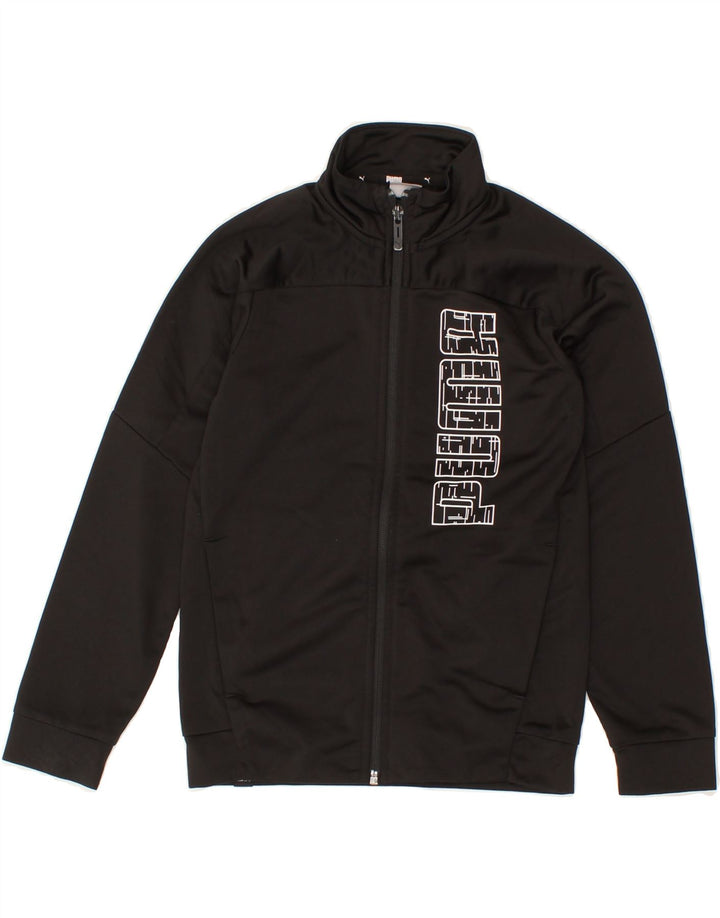 PUMA Boys Graphic Tracksuit Top Jacket 7-8 Years Small  Black Polyester Vintage Puma and Second-Hand Puma from Messina Hembry 
