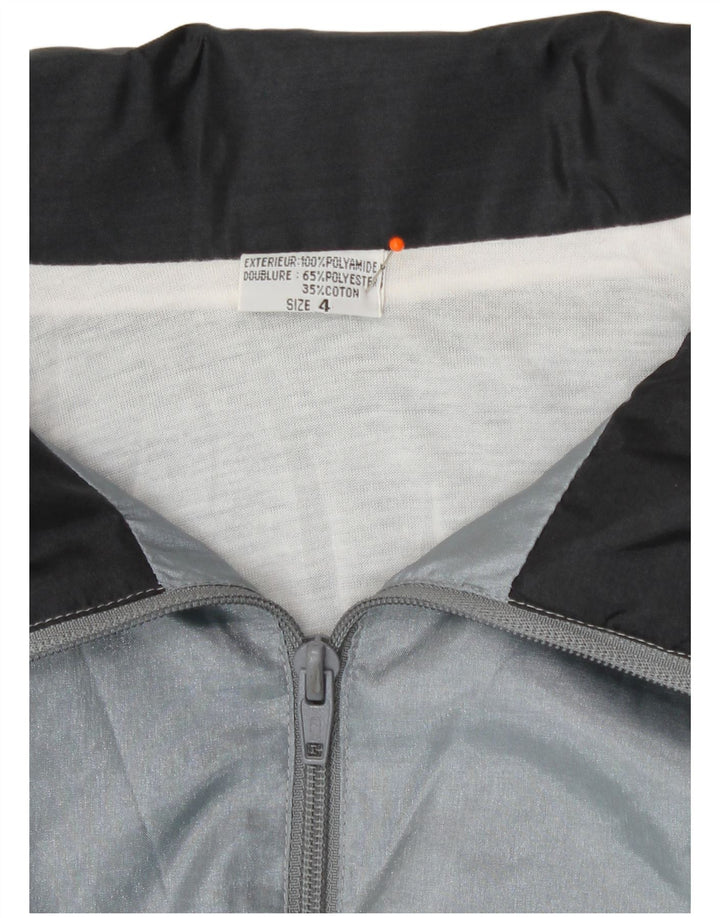 Винтажный мужской спортивный костюм, верхняя куртка XL, серый полиамид с геометрическим рисунком