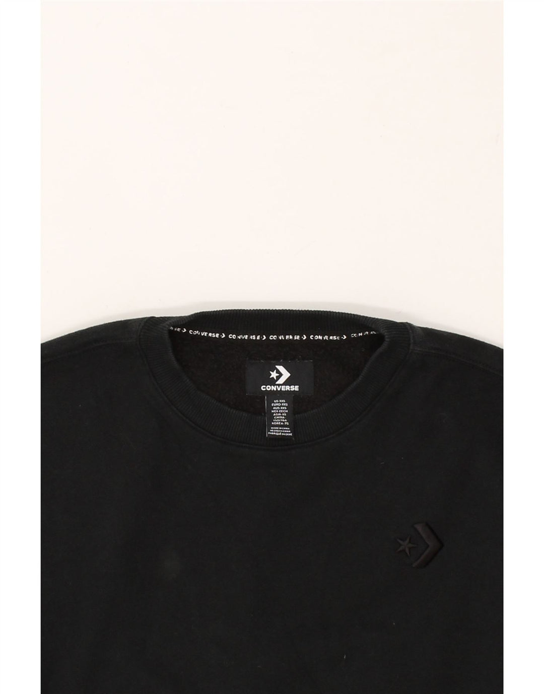 CONVERSE Womens Oversized Crop Sweatshirt Jumper UK 2 2XS Black Cotton Vintage Converse and Second-Hand Converse from Messina Hembry 