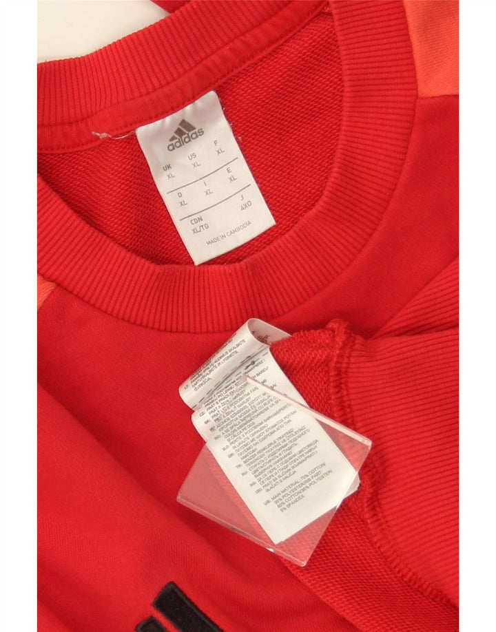 Мужской свитшот ADIDAS, джемпер XL, красный, хлопок с цветными блоками
