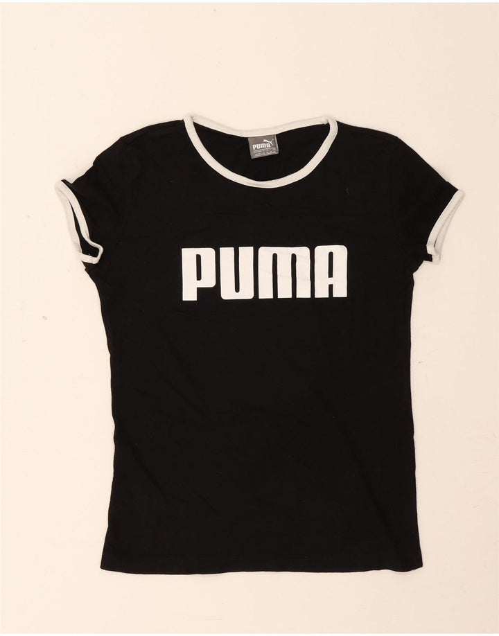 Женская футболка с рисунком Puma Top UK 8, маленькая, черная модальная