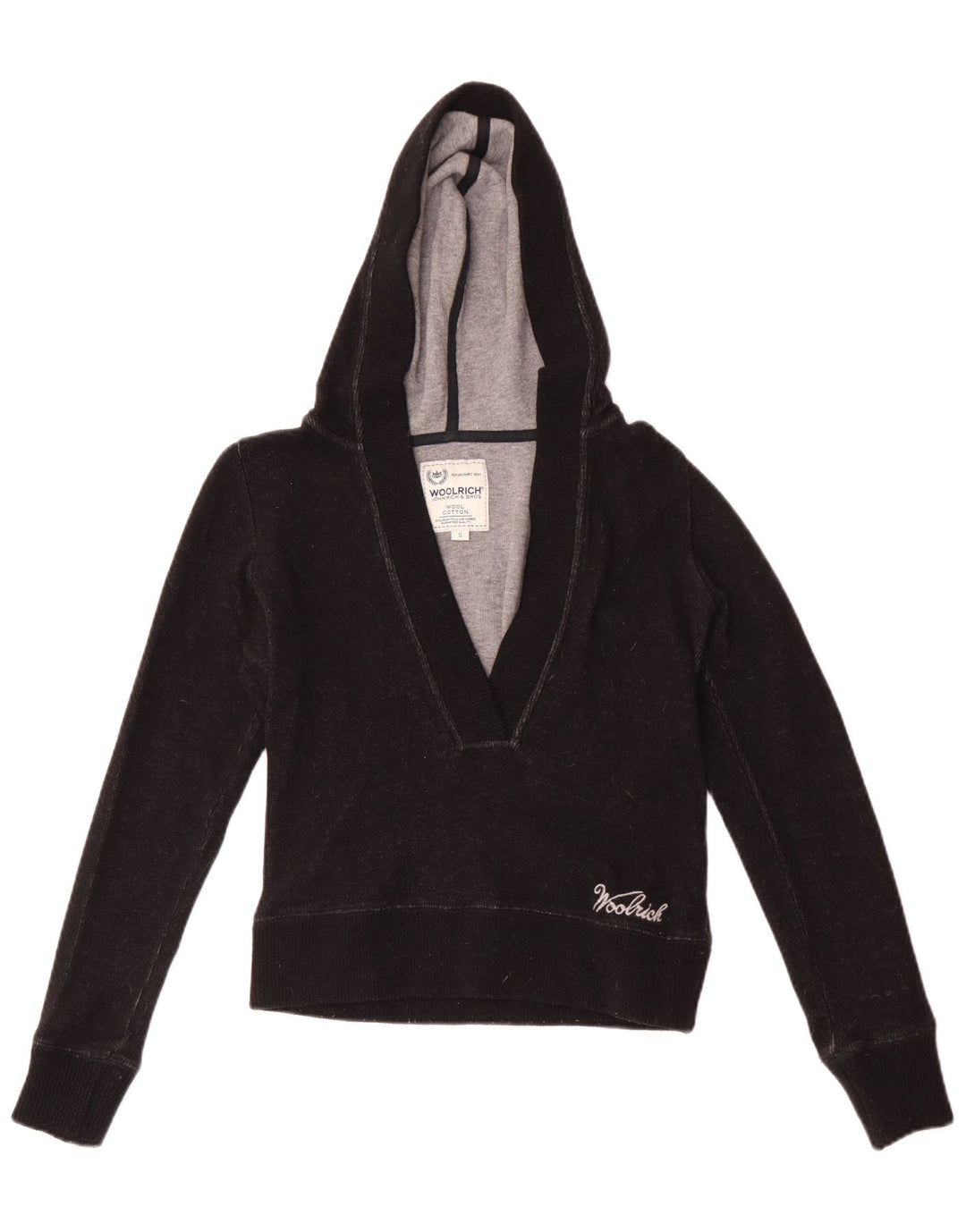 Женский джемпер с капюшоном Woolrich, Великобритания, 10, маленький, черный, шерстяной
