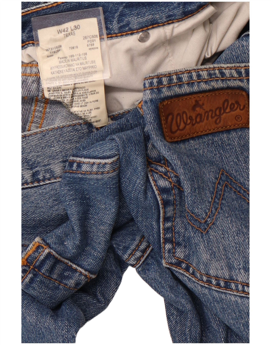 Мужские прямые джинсы WRANGLER Техас W42 L30, синий хлопок