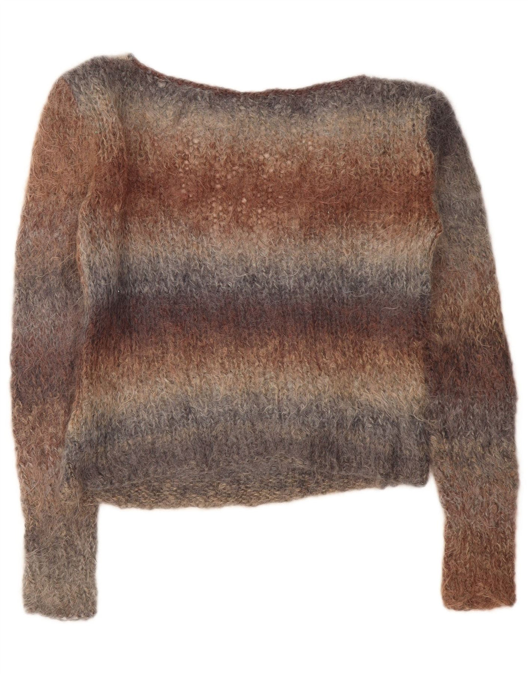 Винтажный женский джемпер с v-образным вырезом, Великобритания, 14, средние разноцветные полоски