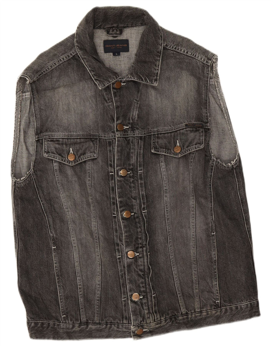 Gant Mens Denim Gilet UK 40 Large Grey Cotton