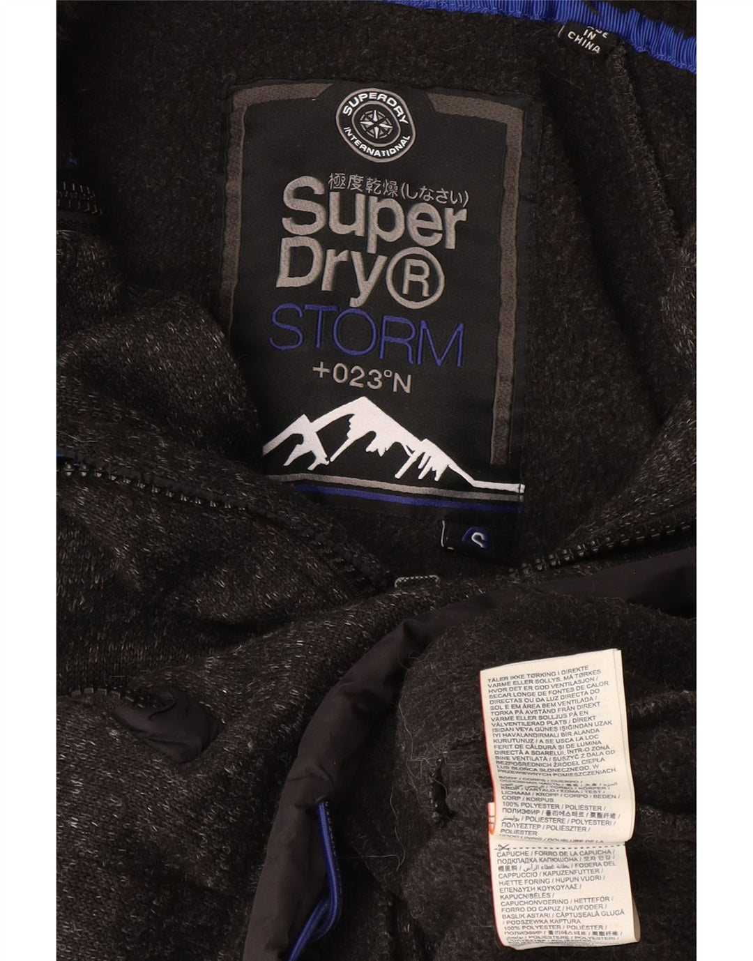 Мужской свитер с капюшоном на молнии Superdry, маленький серый, полиэстер с крапинками