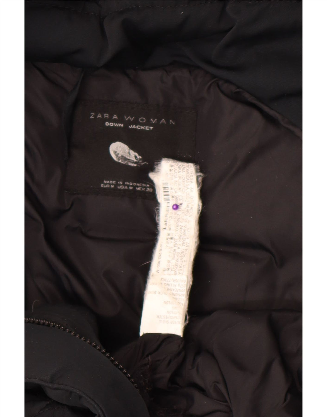 Женское стеганое пальто с капюшоном Zara UK 12, средний черный нейлон