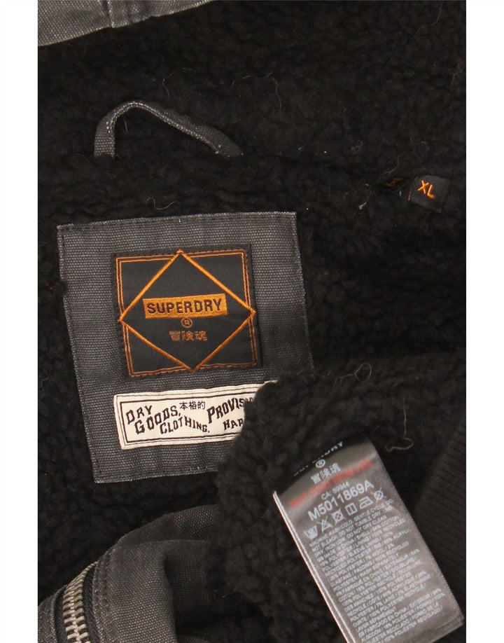 SUPERDRY Мужская куртка из шерпы с капюшоном UK 42 XL Серый хлопок