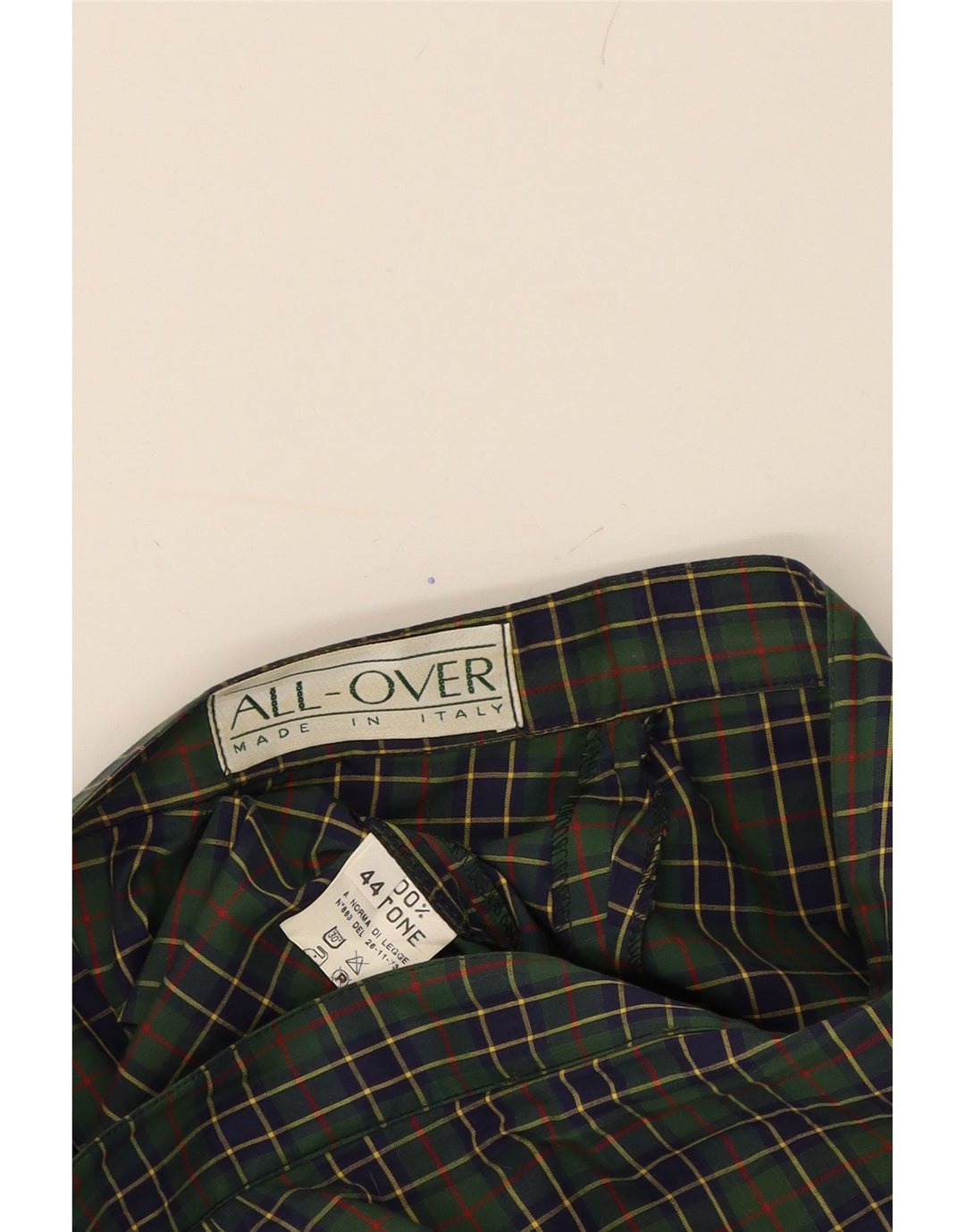 ALL OVER Womens Pencil Skirt IT 44 Medium W28 Green Check Cotton Vintage All Over and Second-Hand All Over from Messina Hembry 