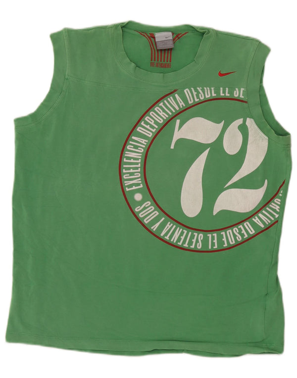 Nike Mens Graphic Vest Top UK 42/44 Large Green Cotton