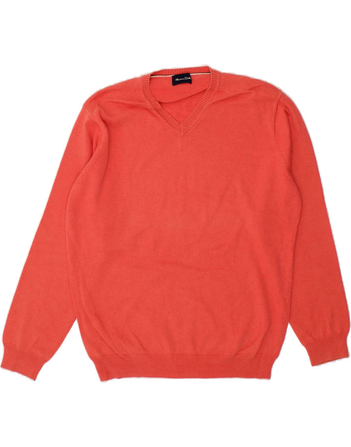 MASSIMO DUTTI Mens V-Neck Jumper Sweater Medium Red Cotton Vintage Massimo Dutti and Second-Hand Massimo Dutti from Messina Hembry 