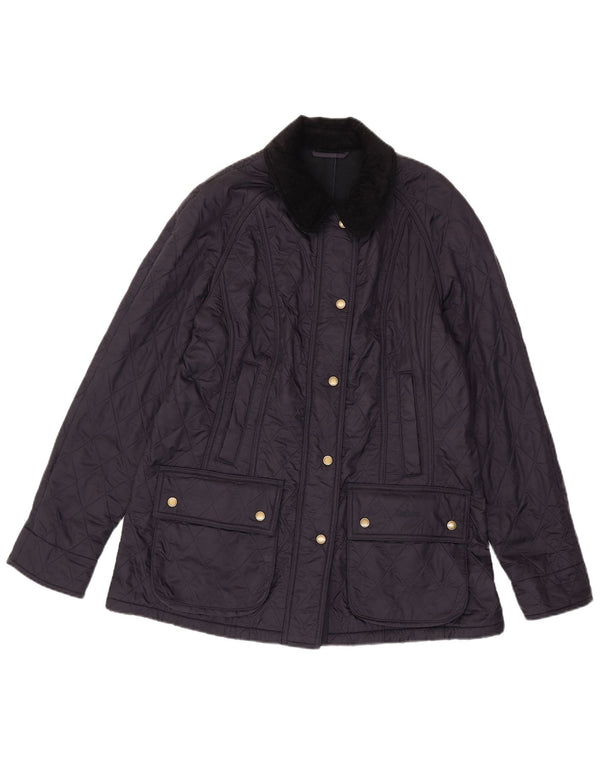 Женская стеганая куртка Barbour UK 14, большая, темно-синяя