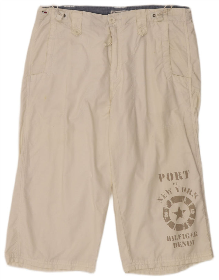 TOMMY HILFIGER Мужские шорты-бермуды с рисунком W32, белый хлопок