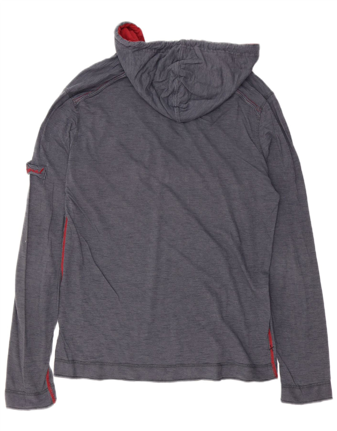 DESIGUAL Мужской топ с капюшоном и графикой, длинный рукав, средний серый